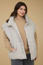 Load image into Gallery viewer, PLUS OVERSIZED SNAP BUTTON PUFFER VEST : DARK BROWN
