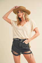 Load image into Gallery viewer, Zoie V-Neck Short Sleeve Top: Oat / Contemporary
