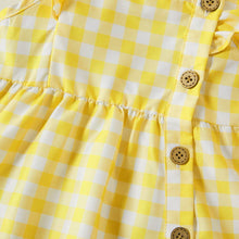 Load image into Gallery viewer, Single-Piece Baby Girl Plaid and Lemon Fruit-Themed Dress: Pale Yellow / 18-24 Months
