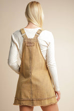 Load image into Gallery viewer, Washed Denim Overall Mini Dress: BLACK
