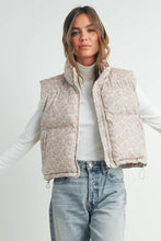 Load image into Gallery viewer, High Neck Floral Puffer Vest - BMJ7560: BLUSH / L

