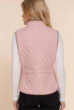 Load image into Gallery viewer, Suede Piping Detail Rib Quilted Padding Vest: BLK-black / S
