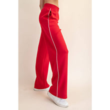 Load image into Gallery viewer, MODAL SCUBA PIPING STRAIGHT PANT: Black/Cream
