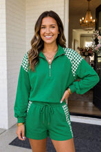 Load image into Gallery viewer, LAS Plaid Patchwork Zipper Collar Shorts Set (S-XL): Coffee / S
