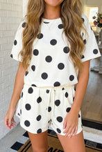 Load image into Gallery viewer, Beige Polka Dot Drawstring Shorts
