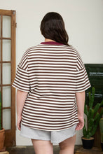 Load image into Gallery viewer, PLUS STRIPE COLORBLOCK DETAIL SHORT SLEEVE KNIT T-SHIRT : BLACK MULTI
