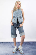 Load image into Gallery viewer, Acid Washed Denim Causal Vest: INDIGO
