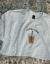 Load image into Gallery viewer, On the rocks coffee embroidered tee
