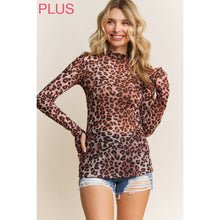 Load image into Gallery viewer, PLUS CHIC ANIMAL PRINT MESH HIGH NECK DESIGN LONG SLEEVE FIT: Brown Multi
