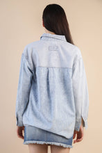 Load image into Gallery viewer, Mineral Washed Colorblock Striped Shirt Top: INDIGO
