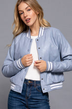 Load image into Gallery viewer, Long Sleeve Quilted PU Faux Leather Bomber Jacket: BLK-black / M
