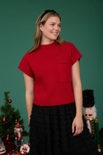Load image into Gallery viewer, MOCK NECK POCKET DETAIL SHORT SLEEVE KNIT SWEATER: LIGHT TAUPE
