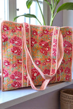 Load image into Gallery viewer, Golden Hour Pink Floral Tote Bag
