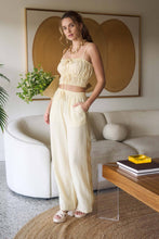 Load image into Gallery viewer, FRONT TIE CROPPED CAMI TOP: LIGHT YELLOW
