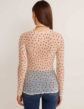 Load image into Gallery viewer, Women Heart See Through Long Sleeves Mesh Blouse: White
