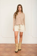 Load image into Gallery viewer, EXPOSED SEAM LONG SLEEVE TEXTURED KNIT POLO: DUSTY MINT
