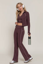 Load image into Gallery viewer, Long Sleeve Piping Detail Active Wear Jacket: GRN-jade green/off white / L
