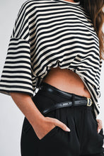 Load image into Gallery viewer, Oversized Stripe Boyfriend Tee: Tan / Contemporary
