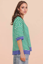 Load image into Gallery viewer, NT12481-Oversized Stripe Casual Knit Top: BLACK/CREAM / S-M-L/2-2-2
