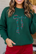 Load image into Gallery viewer, LAS Christmas Back Plaid Bow Knot Ribbon Sweater (S-XL): Blackish Green / M
