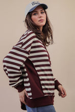 Load image into Gallery viewer, NT12310-Oversized Striped Half Button Down Casual Knit Top: YELLOW/BLUE / S-M-L/2-2-2
