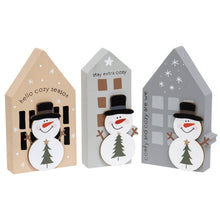 Load image into Gallery viewer, Chunky Wooden Snowman House Sitter, 1 snowman house sitter
