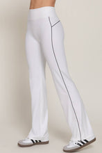 Load image into Gallery viewer, Waist Band Contrast Piping Detail Workout Pants: RED-red/off white / S

