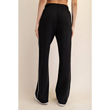 Load image into Gallery viewer, MODAL SCUBA PIPING STRAIGHT PANT: Black/Cream
