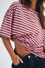Load image into Gallery viewer, Oversized Stripe Boyfriend Tee: Tan / Contemporary
