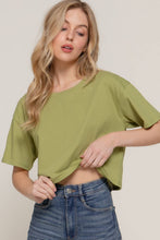 Load image into Gallery viewer, Short Sleeve Crew Neck Oversize Crop Cotton Knit Tee: RED-red / S
