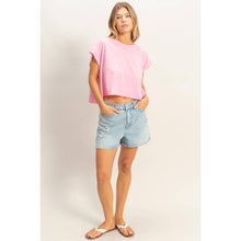 Load image into Gallery viewer, Boxy Crew Neck Top: PINK
