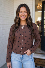 Load image into Gallery viewer, Polka Dot Button Front Cardigan: Brown
