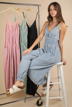 Load image into Gallery viewer, Mineral Washed Cotton Gauze Casual Jumpsuit: SAGE
