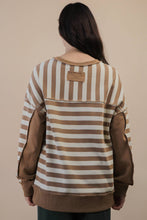 Load image into Gallery viewer, NT12310-Oversized Striped Half Button Down Casual Knit Top: YELLOW/BLUE / S-M-L/2-2-2
