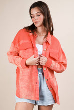 Load image into Gallery viewer, Mineral Washed Oversized Gauze Shacket Jacket: CORAL
