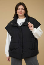 Load image into Gallery viewer, PLUS OVERSIZED SNAP BUTTON PUFFER VEST : DARK BROWN
