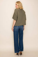 Load image into Gallery viewer, Boxy Crew Neck Knit Top: Olive
