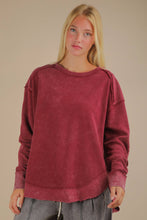 Load image into Gallery viewer, Mineral Washed Elbow Patch Contrast Knit Top: MOCHA
