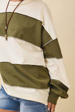 Load image into Gallery viewer, Contrast Panel Long Sleeve Slouchy Top: Pineapple Navy / Contemporary
