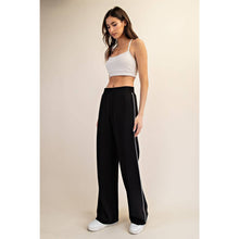 Load image into Gallery viewer, MODAL SCUBA PIPING STRAIGHT PANT: Black/Cream
