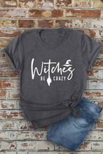 Load image into Gallery viewer, Witches be crazy, Halloween, Unisex Round Neck T-Shirt: Black/Orange / S
