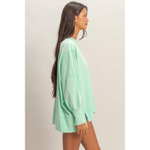 Load image into Gallery viewer, Oversized Seam Detail Long Sleeve Top: BLUE
