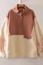 Load image into Gallery viewer, NT12353-Colorblock Half Snap Sweatshirt: GRAY / S-M-L/2-2-2
