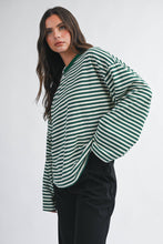 Load image into Gallery viewer, Oversized Stripe Long Sleeve Top: Chocolate / Contemporary
