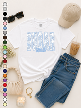 Load image into Gallery viewer, Floral Block Custom Graphic T-Shirt: AS / Ash Grey
