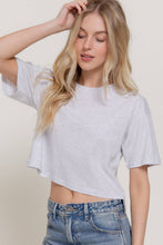 Load image into Gallery viewer, Short Sleeve Crew Neck Oversize Crop Cotton Knit Tee: RED-red / L
