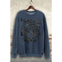 Load image into Gallery viewer, THE GOLDEN FOILED TIGER FACE MINERAL SWEATSHIRTS: White
