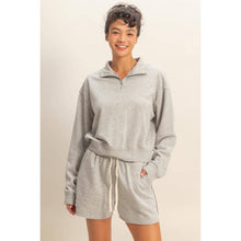Load image into Gallery viewer, Half-Zip Burnout French Terry Pullover: BLUE

