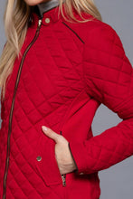 Load image into Gallery viewer, Suede Piping Detail Rib Quilted Padding Jacket : TAUPE
