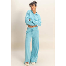 Load image into Gallery viewer, Half-Zip Burnout French Terry Pullover: BLUE
